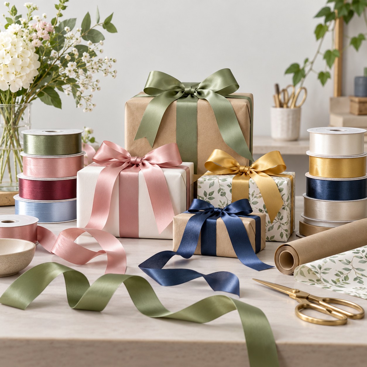 Ribbon gift wrapping atmosphere